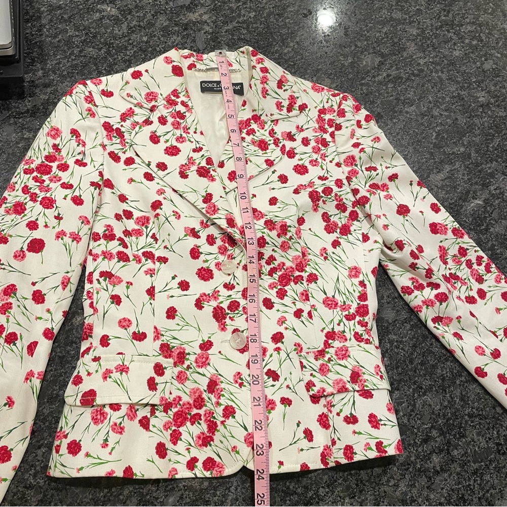 Vintage Dolce & Gabbana Blazer Floral Carnation Rose Size 42 - Picture 8 of 12